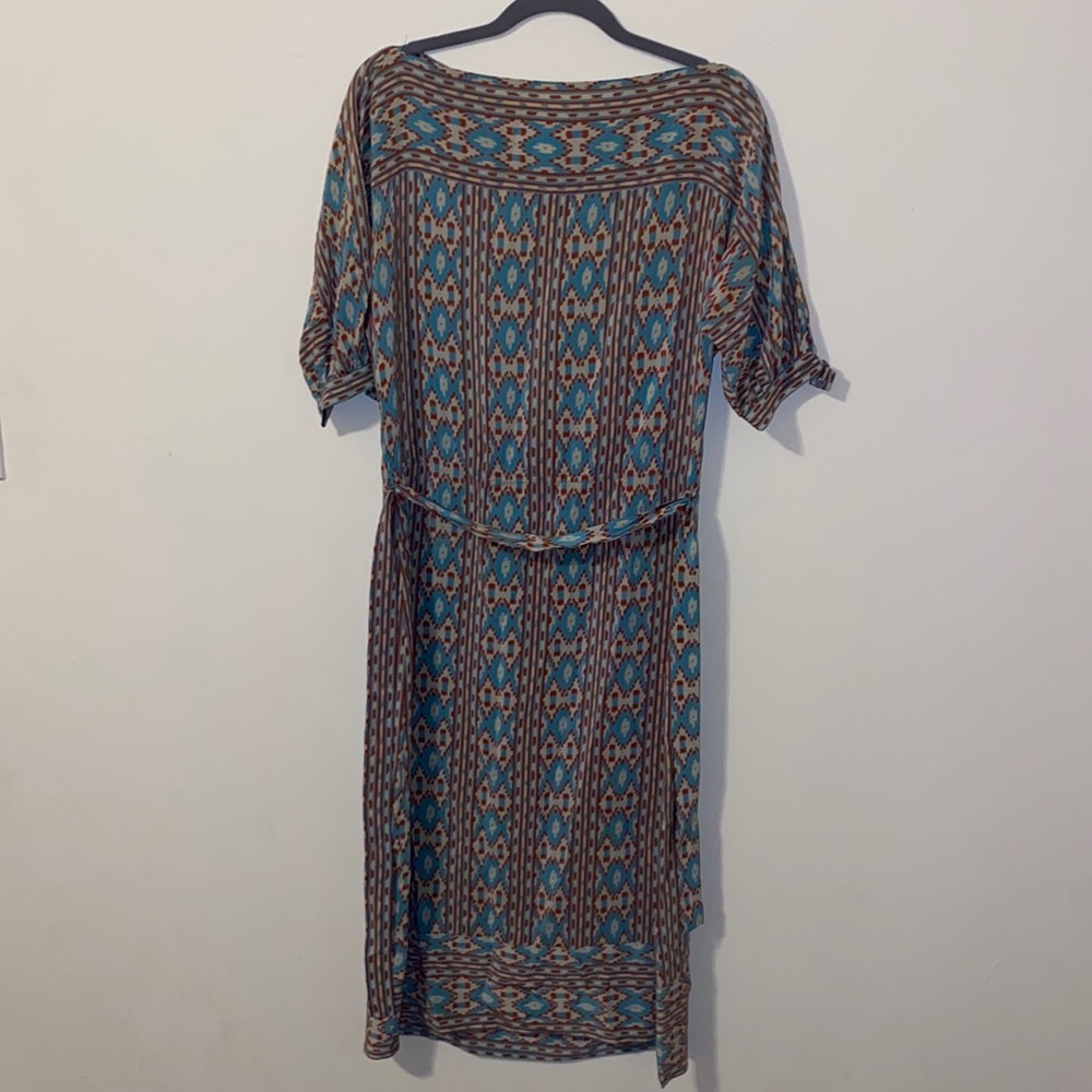 Diane Von Furstenberg silk puff sleeve geometric print dress S6